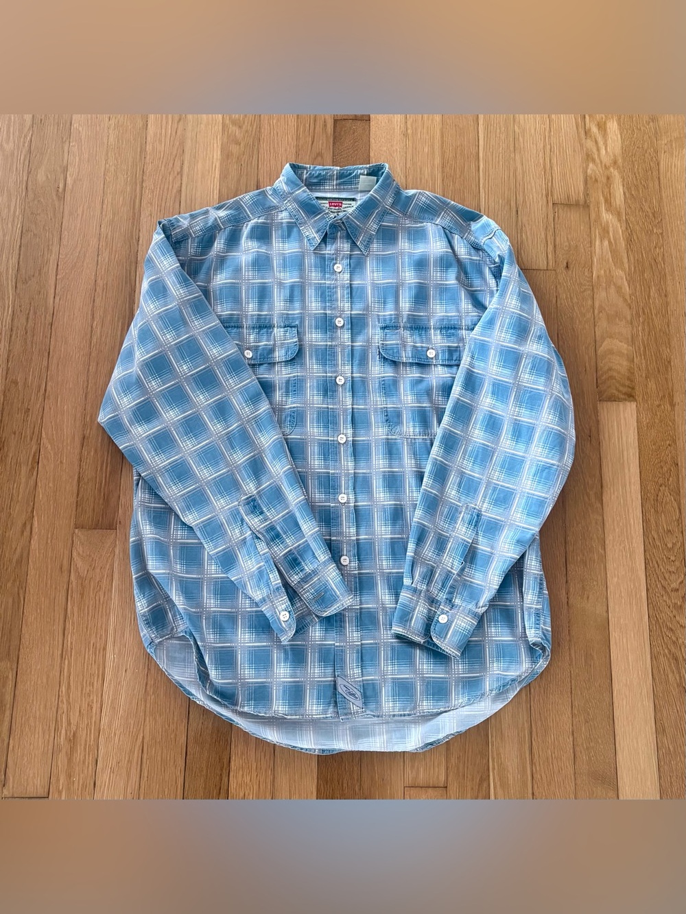Vintage Levis Button Down Shirt Large AOP Geometric Print Blue 90s India